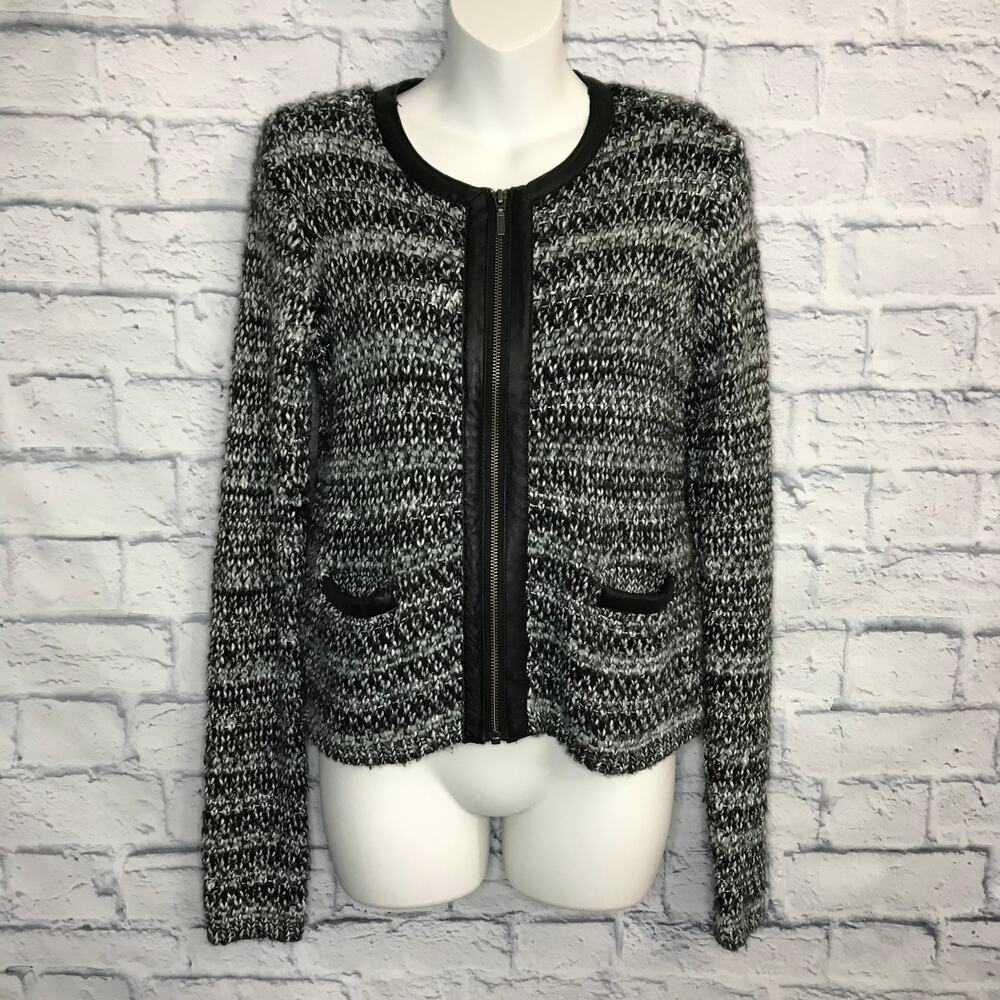 Joie Gray Black Knit Zipper Sweater - Picture 5 of 7